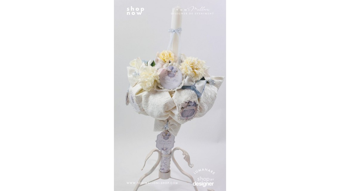Lumânare de Botez Delicate Peony Bujori Albi Naturali și Personalizare Exclusivă 7